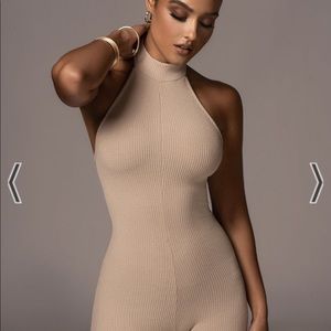 JLUXLABEL TAUPE CYNZIA HALTER JUMPSUIT